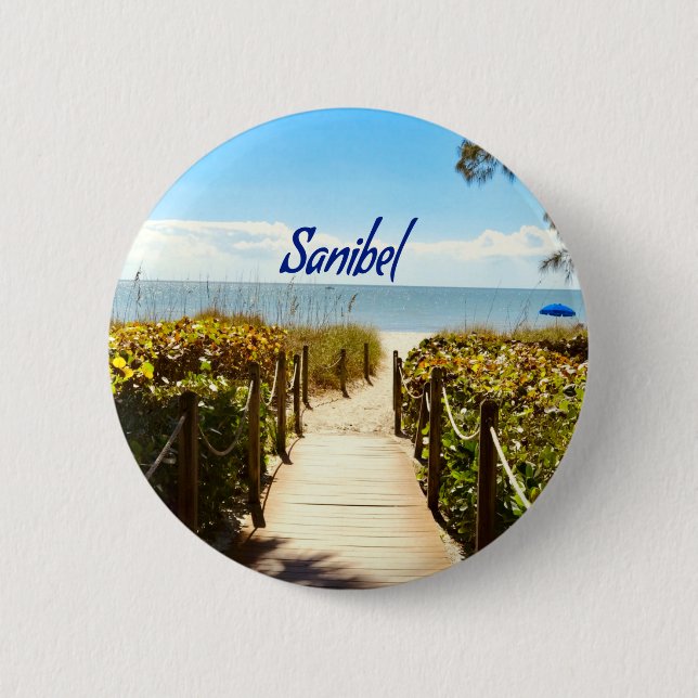 Sanibel Island Florida Beach Ocean Button (Vorderseite)