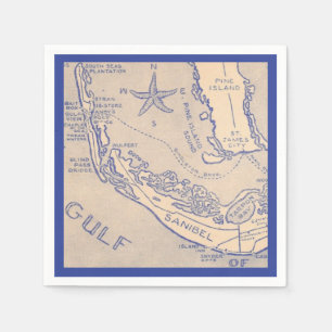 Sanibel Island Florida Map Napkin Serviette