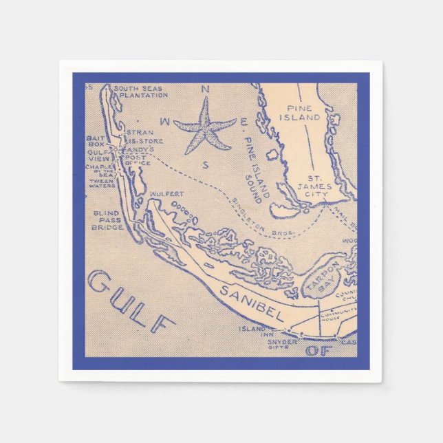 Sanibel Island Florida Map Napkin Serviette (Vorderseite)