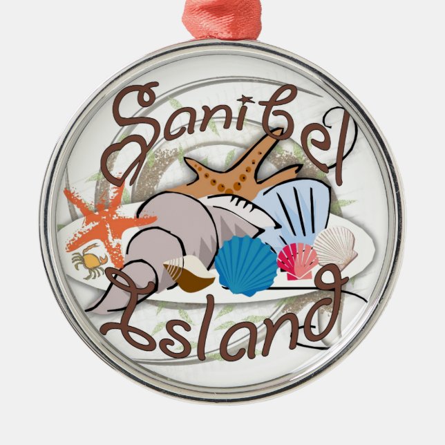 Sanibel Island Florida Muscheldekoration Silbernes Ornament (Vorne)