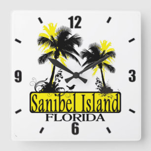 Sanibel Island Florida Palmen Wanduhr