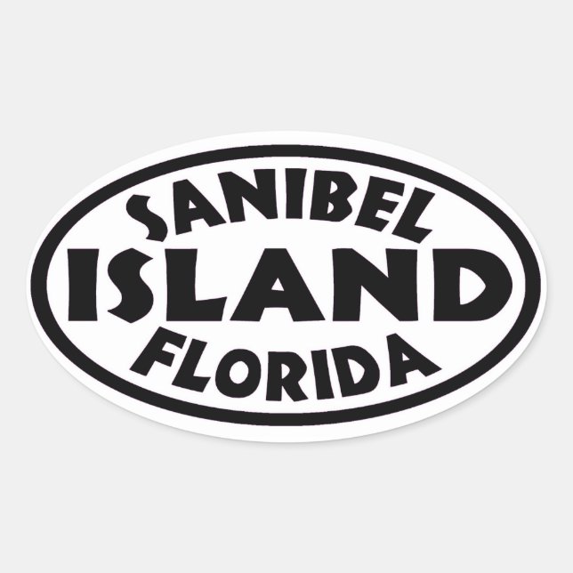 Sanibel Island Florida Schwarz-weiß ovale Aufklebe Ovaler Aufkleber (Vorderseite)