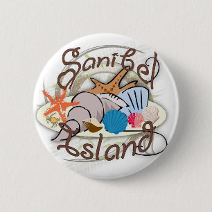 Sanibel Island Florida seashell design Button