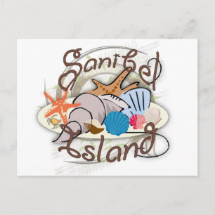 Sanibel Island Florida seashell design Postkarte