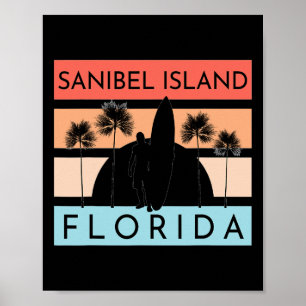 Sanibel Island Florida Strand Surfen Sommerferien Poster