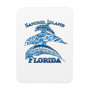 Sanibel Island Florida Vacation Tribal Delphine Magnet
