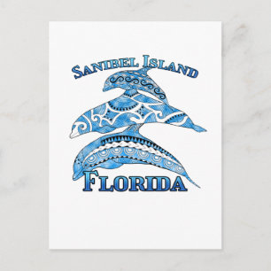 Sanibel Island Florida Vacation Tribal Delphine Postkarte
