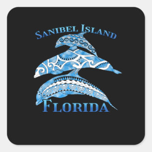 Sanibel Island Florida Vacation Tribal Delphine Quadratischer Aufkleber