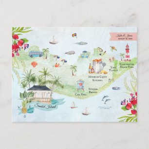 Sanibel Island   Reise-Hochzeits-Itinerary-Karte Postkarte