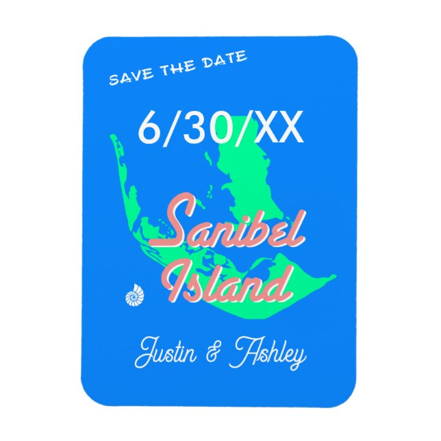 Sanibel Island Save the Date Hochzeit am Strand Magnet (Vertikal)