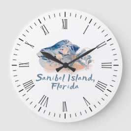 Sanibel Island Seashells Große Wanduhr