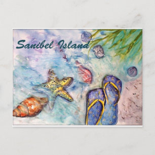 Sanibel Island Watercolor Florida Kunst Postkarte