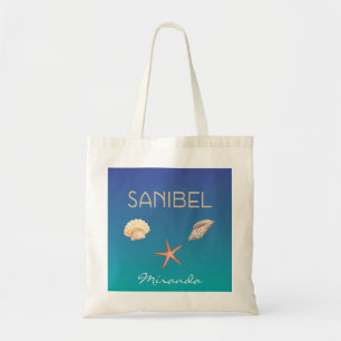 Sanibel mit Seashells und individuellem Namen Tragetasche