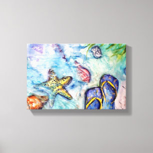 Sanibel Sandale-Florida-Aquarellkunst Leinwanddruck