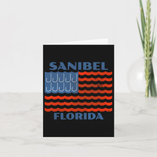 Sanibel Vintag Fish American Flag Fish Hooks Karte