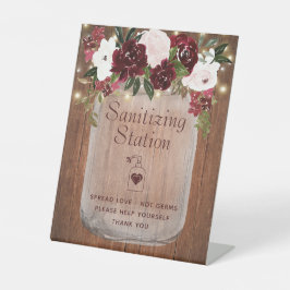 Sanierungsstation Burgundy Blush Rustikale Blume Sockelschild