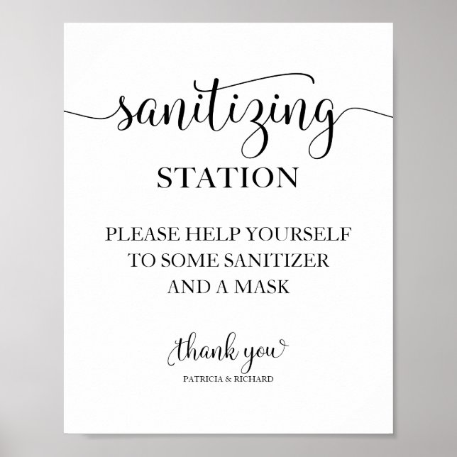Sanierungsstation Chic Calligraphy Wedding Sign Poster (Vorne)