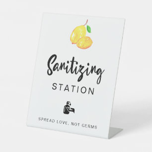 Sanierungsstation Lemon Wedding Brautparty Sockelschild