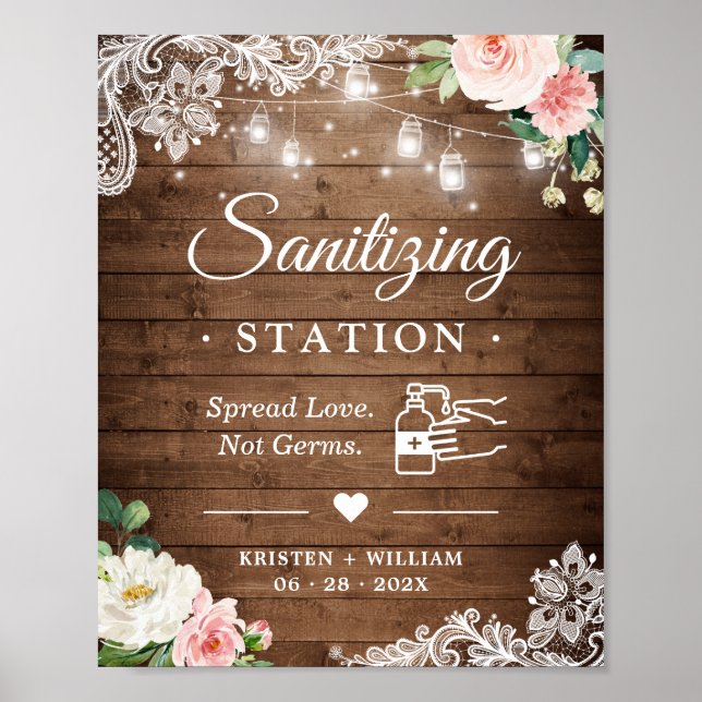 Sanierungsstation Rustic Mason Jar Lights Floral Poster (Vorne)