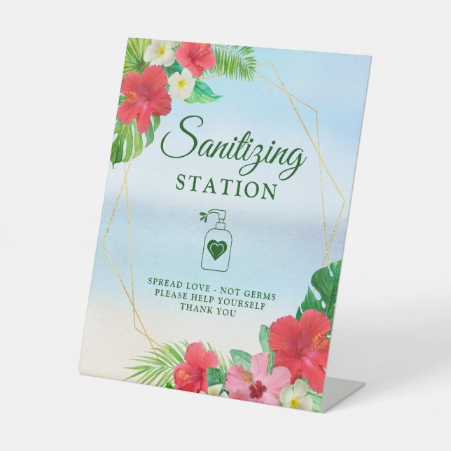 Sanierungsstation Tropical Floral Gold Geometric Sockelschild (Vorderseite)