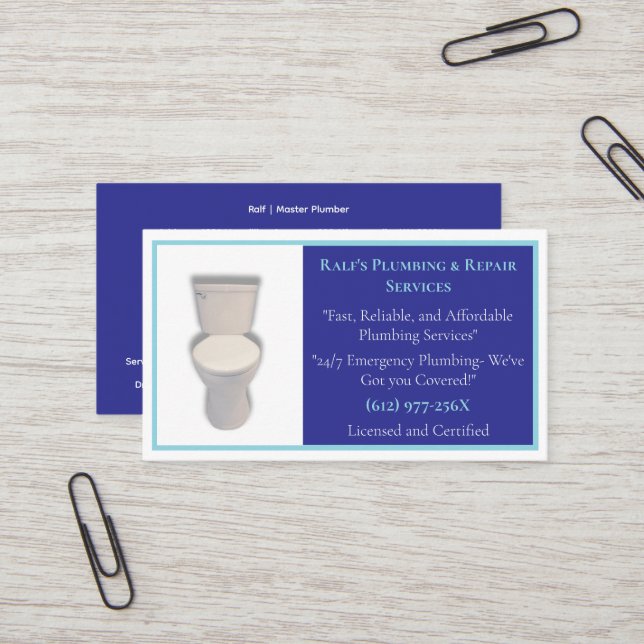 Sanitäranlagen für Klempner Visitenkarte (Vorderseite/Rückseite Beispiel)