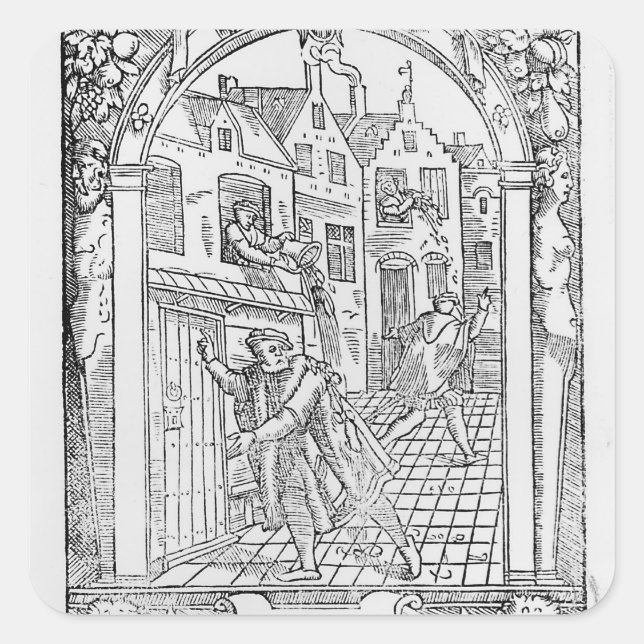 Sanitärversorgung im Mittelalter Quadratischer Aufkleber (Vorderseite)