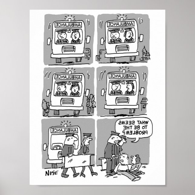 Sanitäter nehmen an einem Unfall teil. Funny Poster (Vorne)