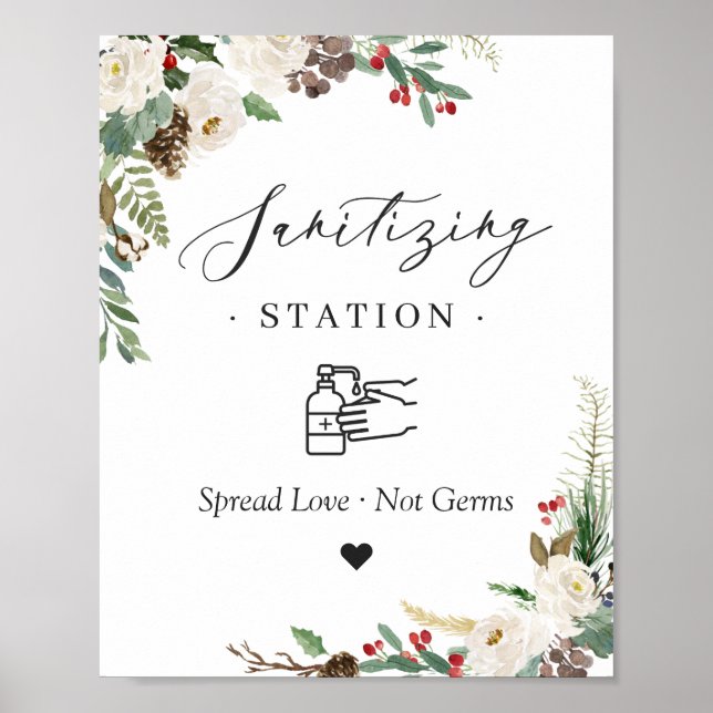 Sanitisierstation Signieren Rustikaler Chic Winter Poster (Vorne)