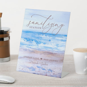 Sanitisierungs-Station-Zeichen Dünen am Strand Sockelschild