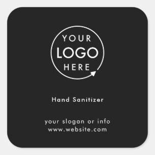 Sanitizer-Logo   Black Covid-19 Business Quadratischer Aufkleber