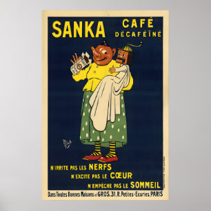 Sanka Vintage 1929 Kaffeeplakat Poster