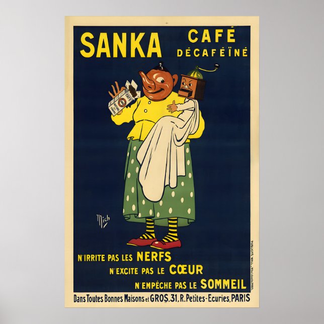Sanka Vintage 1929 Kaffeeplakat Poster (Vorne)