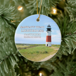 Sankaty Head Lighthouse, Nantucket MA Keramik Ornament
