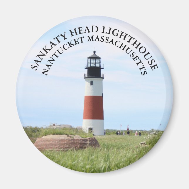 Sankaty Head Lighthouse, Nantucket MA Round Magnet (Vorne)
