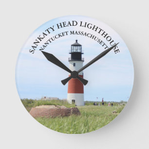 Sankaty Head Lighthouse, Nantucket MA Wall Clock Runde Wanduhr