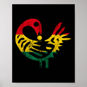 Sankofa African Bird Ghanese Flag Pride Juneteenth Poster