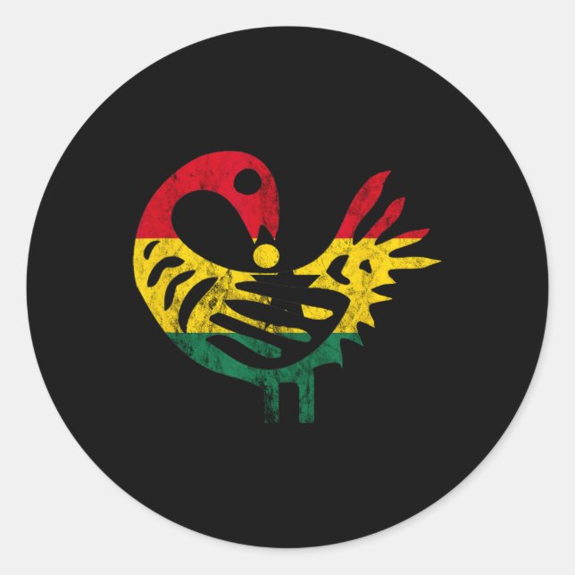 Sankofa African Bird Ghanese Flag Pride Juneteenth Runder Aufkleber (Vorderseite)