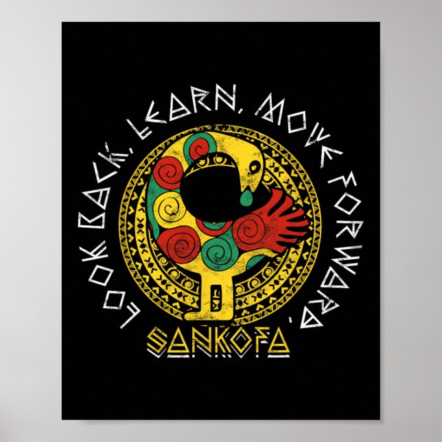 Sankofa Black History Monte Adinkra Ghana Poster (Vorne)