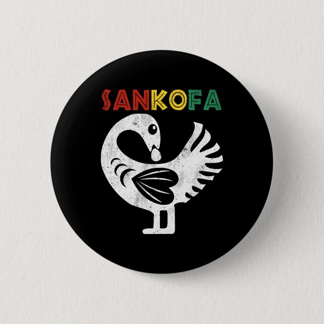 Sankofa Juneteenth Ghana Adinkra Symbol Sankofa Button (Vorderseite)