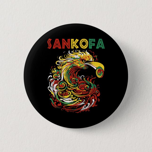 Sankofa Juneteenth Ghana Sankofa Symbol Adinkra Button (Vorderseite)