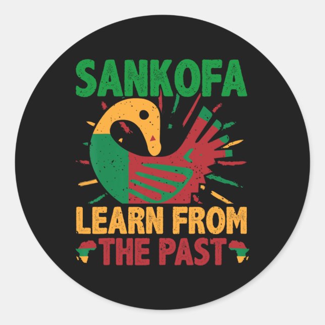 Sankofa-Symbol und Adinkra Ghana für die schwarze  Runder Aufkleber (Vorderseite)