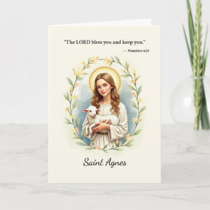 Sankt Agnes Gottes Frieden mit Schrift Wasserfarbe Karte
