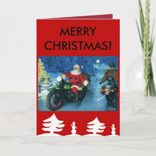 Sankt auf einer Harley Weihnachtskarte Feiertagskarte