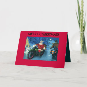 Sankt auf einer Motorradweihnachtskarte Feiertagskarte