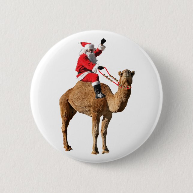 Sankt auf Kamel-Weihnachten Button (Vorderseite)