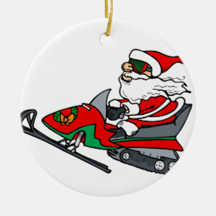 Sankt auf Snowmobile Keramikornament