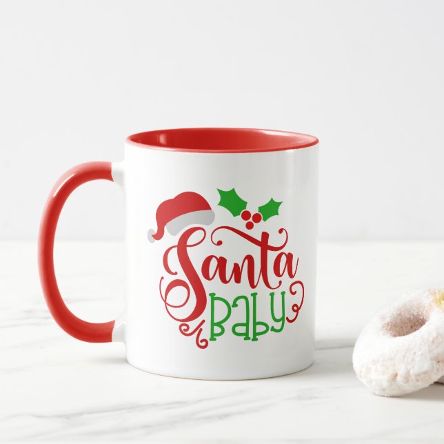 Sankt-Baby-Weihnachtswort-Kunst-Tasse Tasse (Mit Donut)