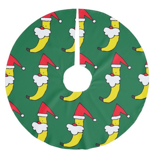 Sankt-Bananen-Weihnachtsbaum-Rock Polyester Weihnachtsbaumdecke (Vorderseite)