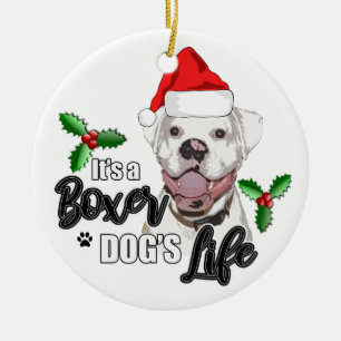 Sankt-Boxer-Hundeweihnachtsverzierung Keramik Ornament