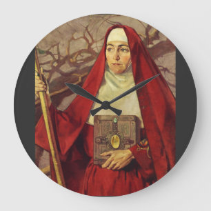 Sankt Brigida von Kildare keltische Flamme Sakrale Große Wanduhr